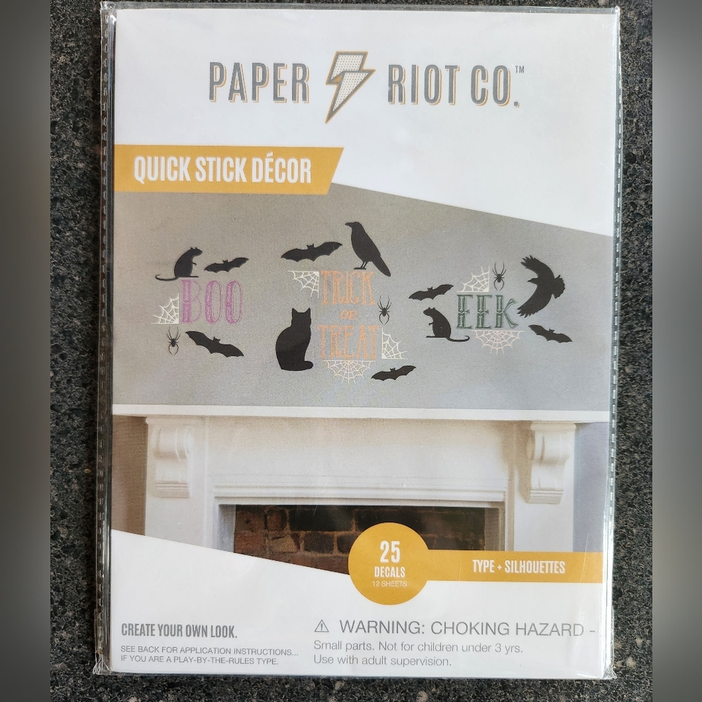 Paper Riot HALLOWEEN Peel & Stick Wall Decals Gothic Bats Rat Crow Spiderweb